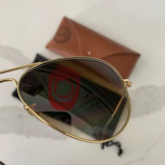Ray-Ban Aviator Gold and Brown Sunglasses - Picture 12 of 14